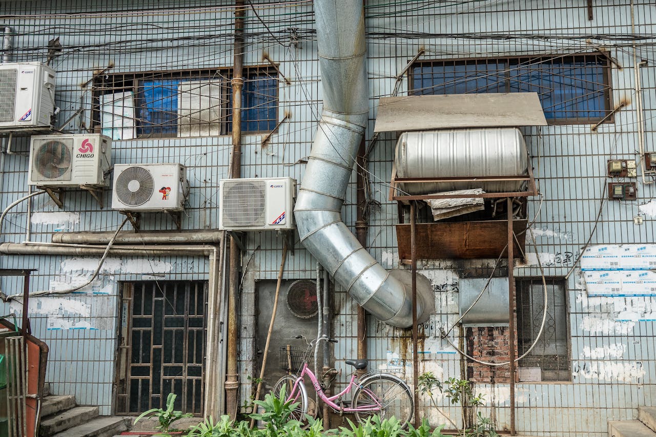 Building Exterior with Air Conditioners